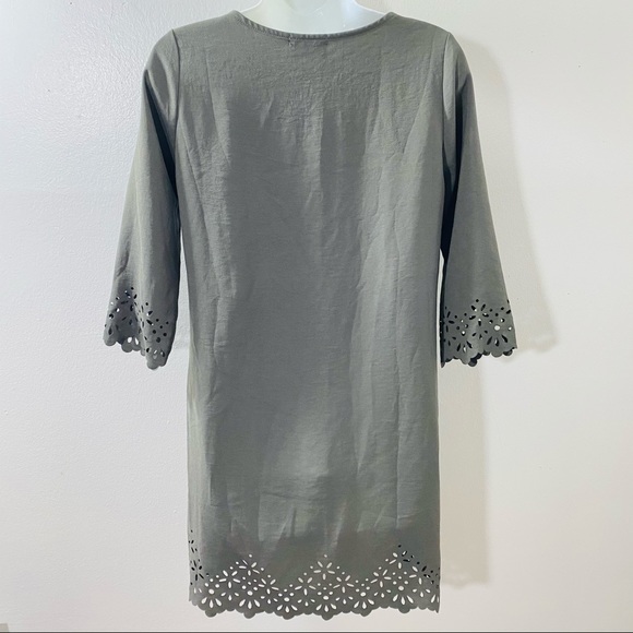 EVERLY Green Embroidered 3/4 Sleeve Womens Size Small Dress - Picture 4 of 8